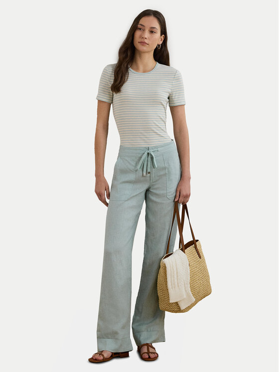 LAUREN RALPH LAUREN LAUREN RALPH LAUREN Kalhoty z materiálu 200735136021 Světle modrá Regular Fit