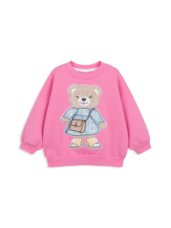 Bluza, rozmiar 134, Różowy, Bluza oversize Emily Teddy bez kaptura