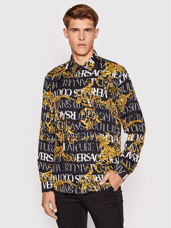 Versace Jeans Couture Srajca Baroque 73GAL2R0 Črna Regular Fit