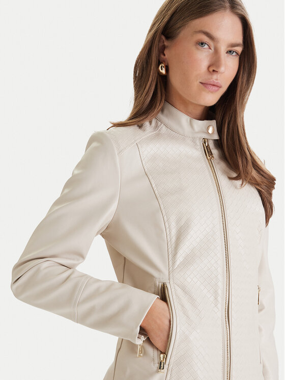 Guess Guess Jacke aus Kunstleder W6RL52 WL850 Écru Regular Fit
