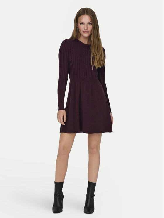 ONLY ONLY Sukienka dzianinowa 15306551 Bordowy Regular Fit