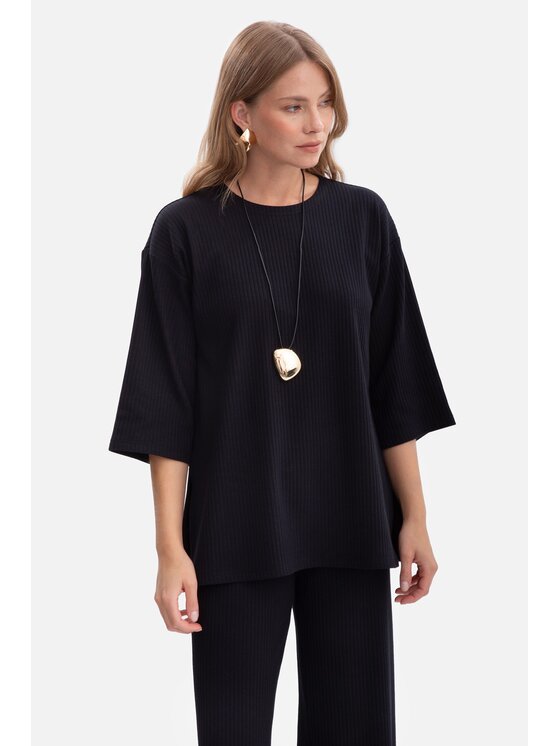 BeWear BeWear Bluzka b301 Czarny Baggy Fit