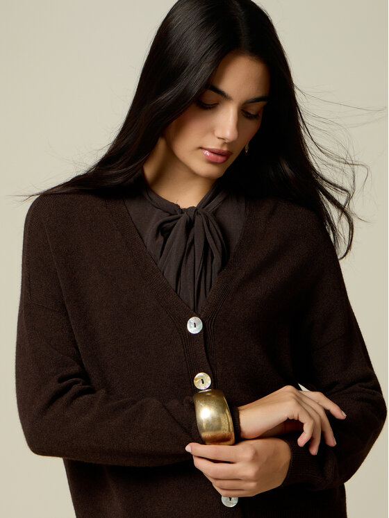 Oltre Oltre Kardigan M181E002199N032 Brązowy Regular Fit