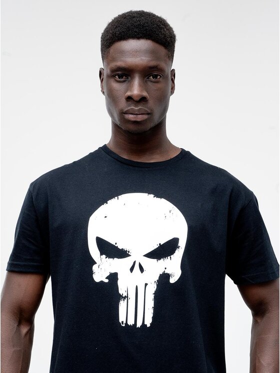 Marvel Marvel T-Shirt Koszulka Z Krótkim Rękawem Męska Czarna Marvel Comics Punisher Crushed Logo M Czarny Regular Fit