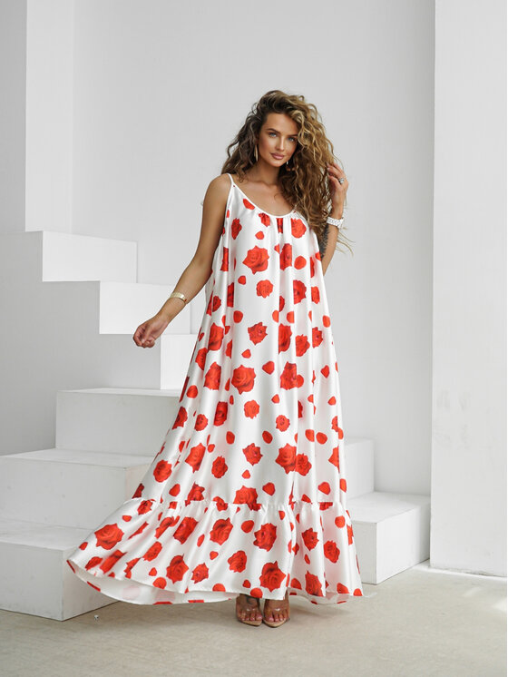 LilaLou LilaLou Sukienka letnia Gypsy Biały Oversize