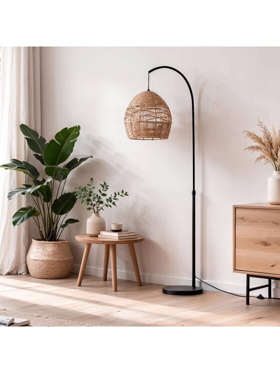 MIAhome MIAhome Lampa pogłogowa z plecionym kloszem Beyavo Brązowy