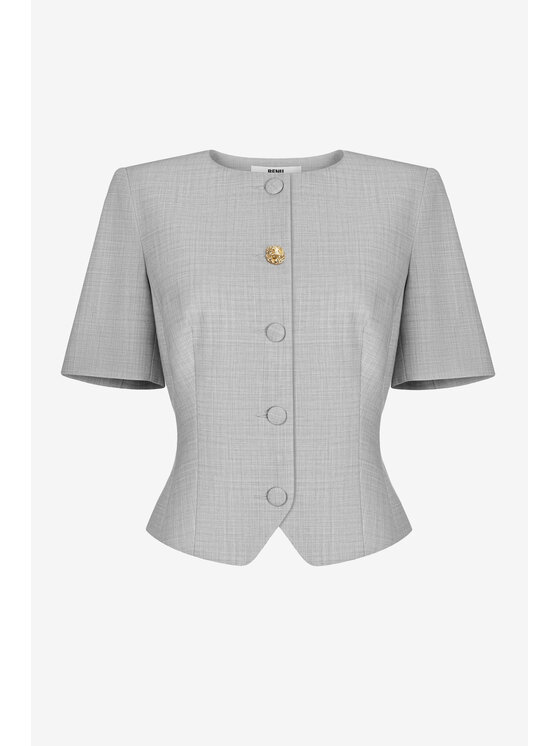 BENU BENU Marynarka z krótkim rękawem Szary Regular Fit