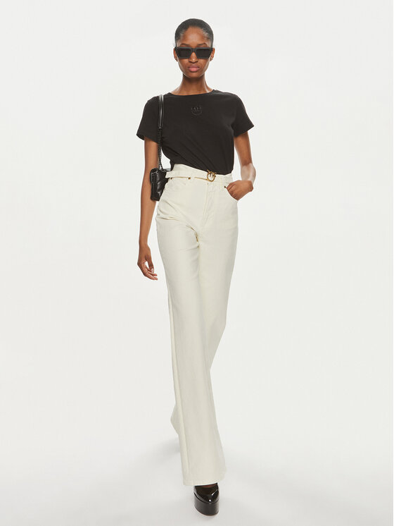 PINKO Pinko Jeansy Felix 101735 A0FL Écru Flare Fit