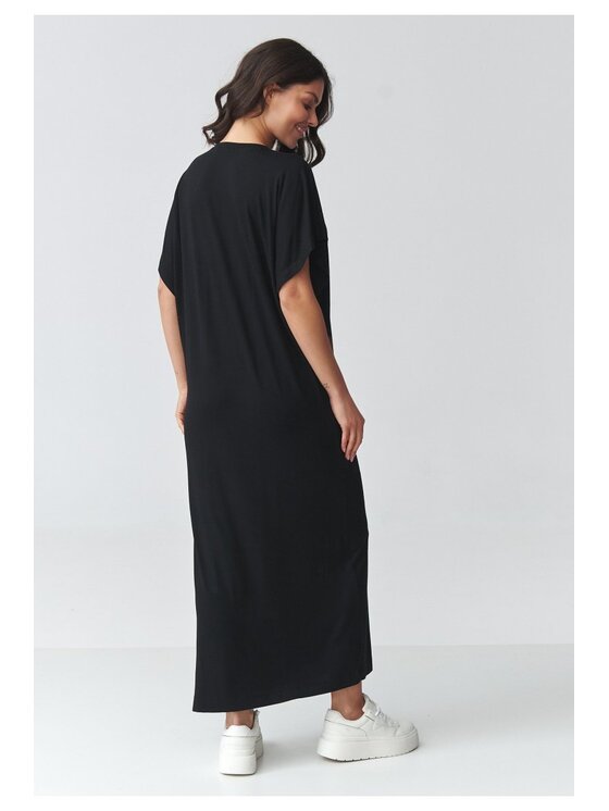 Makadamia Makadamia Sukienka codzienna M927 Czarny Loose Fit