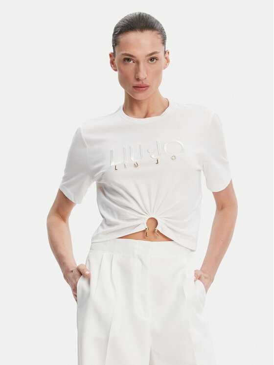 Liu Jo Damski T-Shirt, rozmiar M, Biały, WA5139 JS923