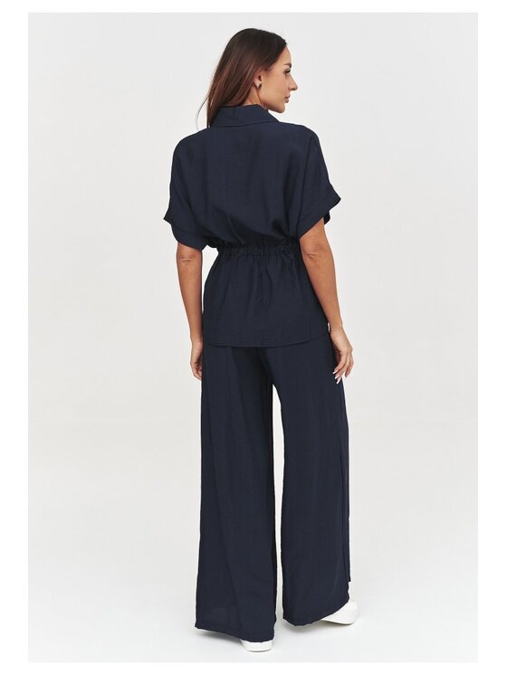Makadamia Makadamia Komplet bluzka i spodnie C54 Niebieski Loose Fit