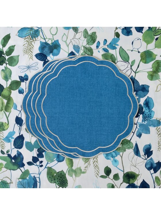 Roseberry Home Roseberry Home Podkładka na stół haftowana Blue Petali Niebieski