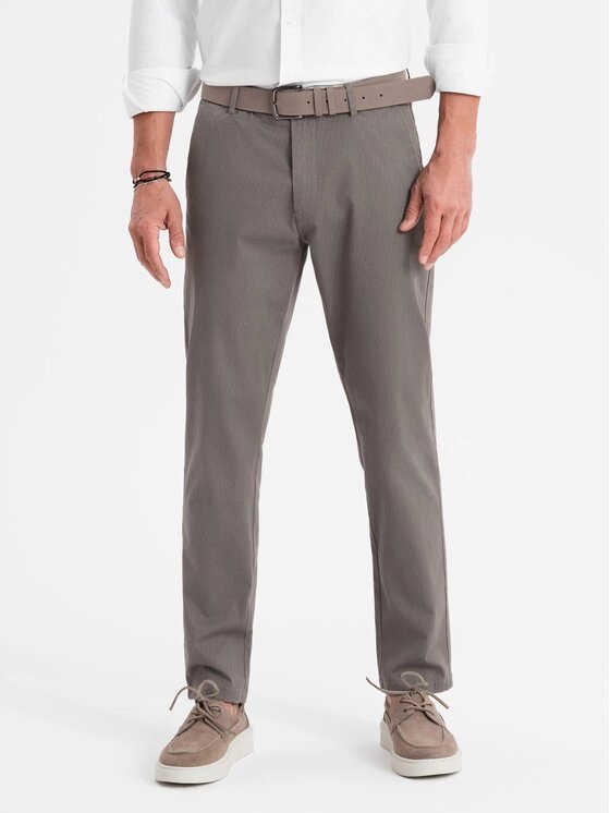 Ombre Ombre Spodnie materiałowe OM-PACP-0184 Szary Regular Fit