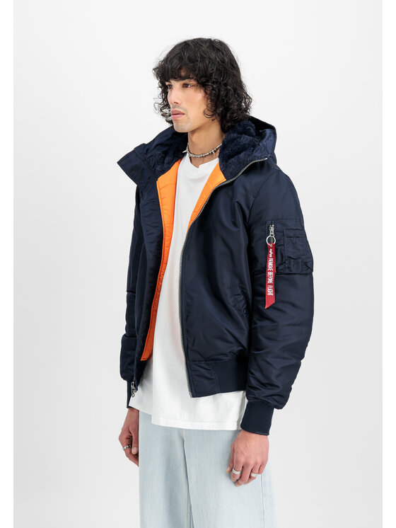 Alpha Industries Alpha Industries Kurtka bomber MA-1 Hooded Bomber Jacket Błękitny Slim Fit