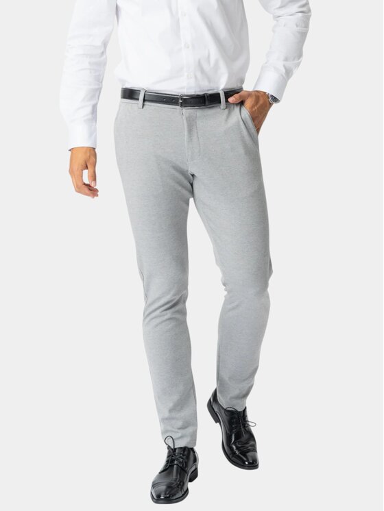 TeeShoppen TeeShoppen Spodnie garniturowe 'Perform Collection' Szary Slim Fit