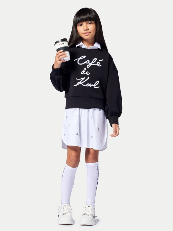Karl Lagerfeld Kids Karl Lagerfeld Kids Košeľové šaty Z30463 D Biela Relaxed Fit