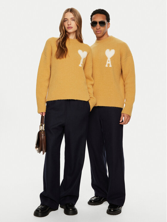 AMI Paris AMI Paris Sweter UKS025.KN0032 Żółty Regular Fit