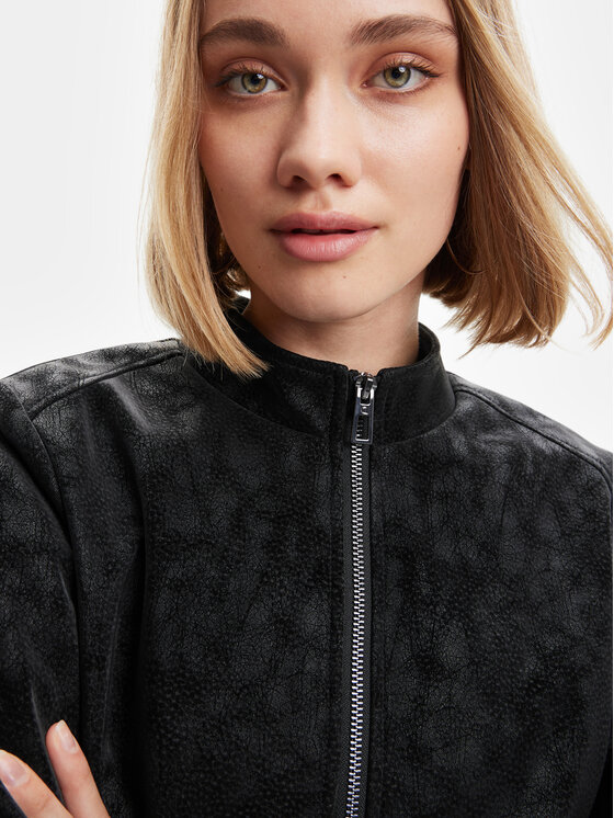Desigual Desigual Jacke aus Kunstleder Detroit 23SWEW02 Schwarz Regular Fit