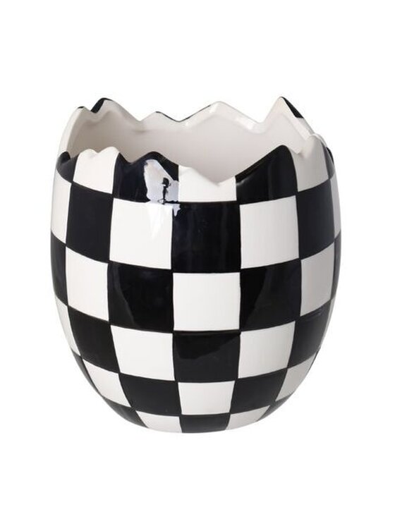 MIAhome MIAhome Osłonka w czarno-białą kratkę 16x14x14 cm SKORUPKA Kolorowy