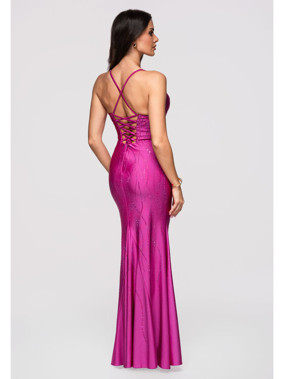 Ombre Ombre Sukienka wieczorowa LA-OM-DLR355 Różowy Slim Fit
