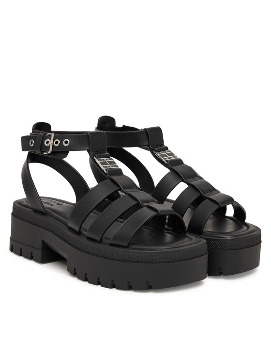 Tommy Jeans Tommy Jeans Sandále Tjw Fisherman Leather Max Sandal EN0EN02943 Čierna