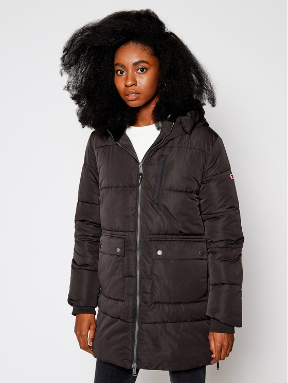 Tommy Jeans Pūkinė striukė Hooded Puffa DW0DW09142 Juoda Regular Fit •  Modivo.lt