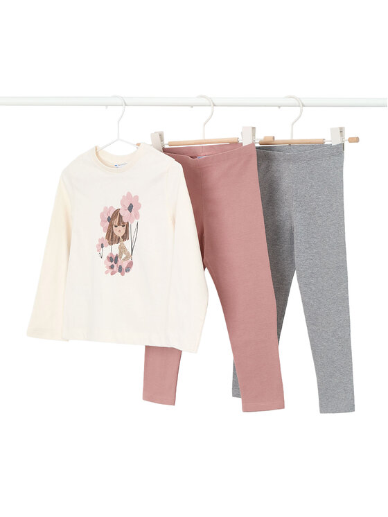 Mayoral Mayoral Set 2 perechi de leggings și bluză 4724 Colorat Slim Fit