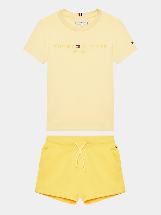 Tommy Hilfiger Set Majica, Sportske Kratke Hlače Essential KG0KG07281 D Žuta Regular Fit