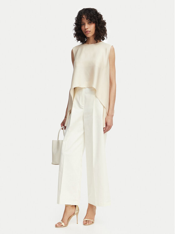 Marella Marella Панталони тип палацо Aceri 2615131071 Екрю Wide Leg