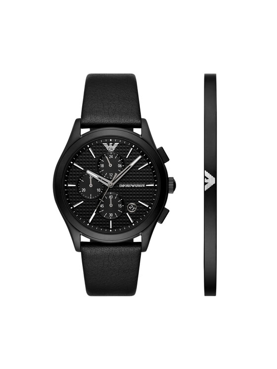 Set de ceas și brățară Emporio Armani Paolo Gift Set AR80070SET Black/Black