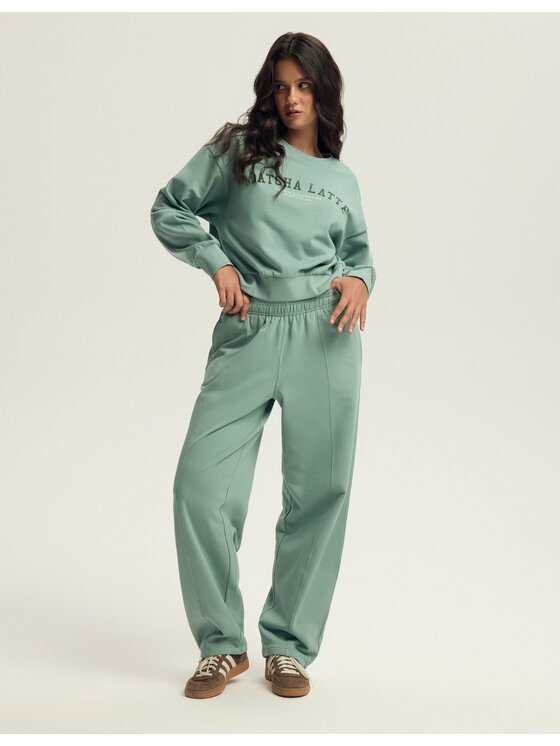 Esotiq Esotiq Teplákové nohavice 43786 Zelená Regular Fit