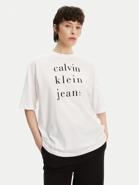 Calvin Klein Jeans Tričko LV047B827G Biela Relaxed Fit
