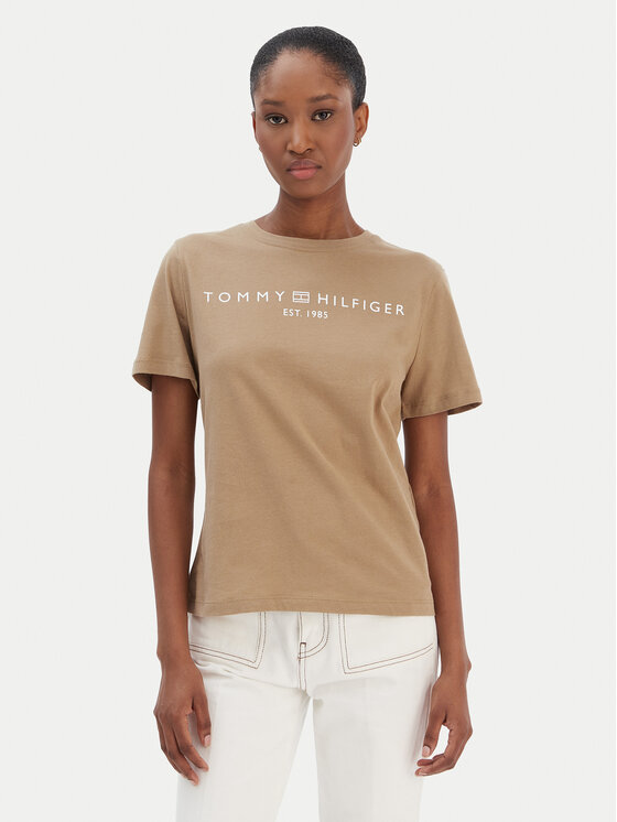 Tommy Hilfiger Tommy Hilfiger T-Shirt Logo WW0WW40276 Béžová Regular Fit