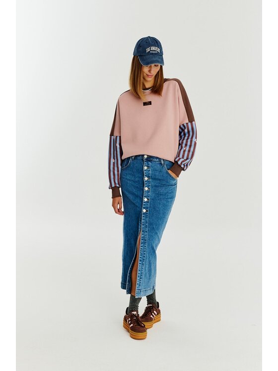 NAOKO NAOKO Bluza Free Soul Beżowy Oversize
