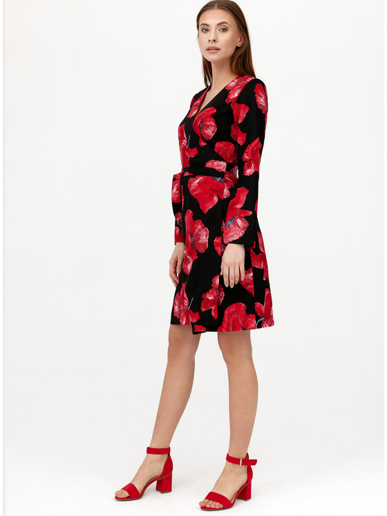 Bubala Bubala Sukienka codzienna Kopertowa’1 Czarny Feminine Fit
