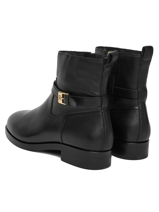 Tommy Hilfiger Tommy Hilfiger Īsie zābaki Th Buckle Riding Leather Bootie FW0FW08781 Melns
