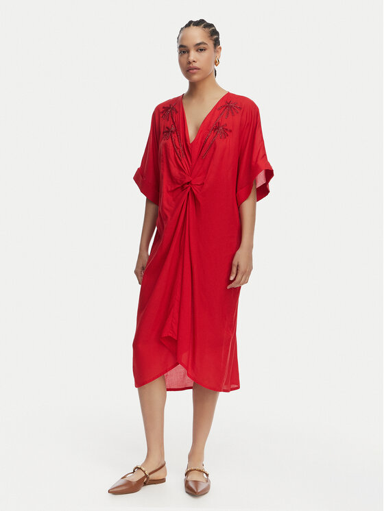 LOLA CASADEMUNT Sukienka letnia LS2616010 Czerwony Relaxed Fit