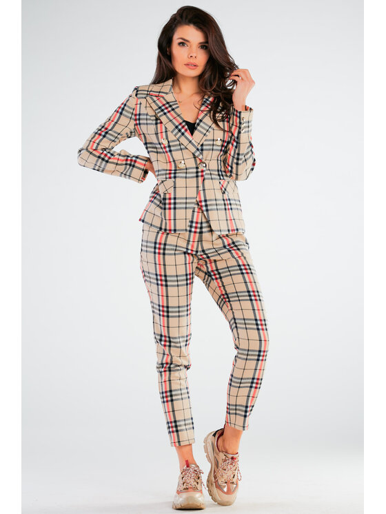 Awama Awama Marynarka A439 Beżowy Basic Fit