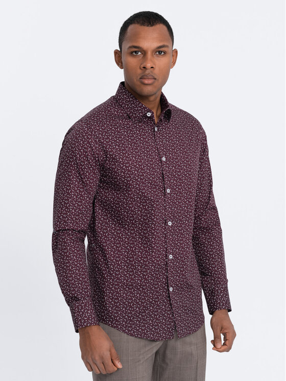 Ombre Ombre Košile OM-SHCS-0151 Bordó Regular Fit