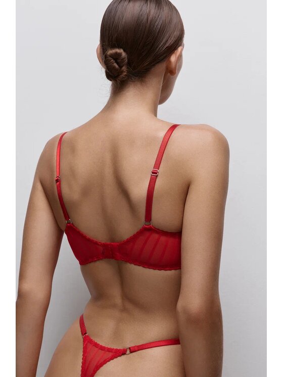Merci Lingerie Merci Lingerie Biustonosz balkonetka E02DS06B Czerwony