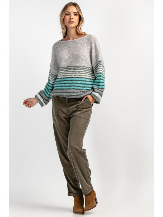 Fobya Fobya Sweter F1897 Szary Basic Fit