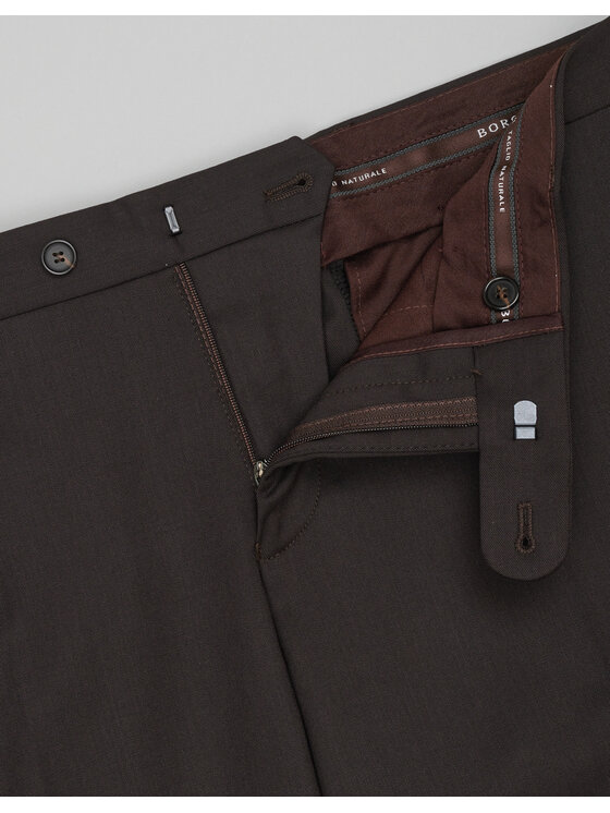 Borgio Borgio Spodnie garniturowe gualdo_01_br Brązowy Slim Fit