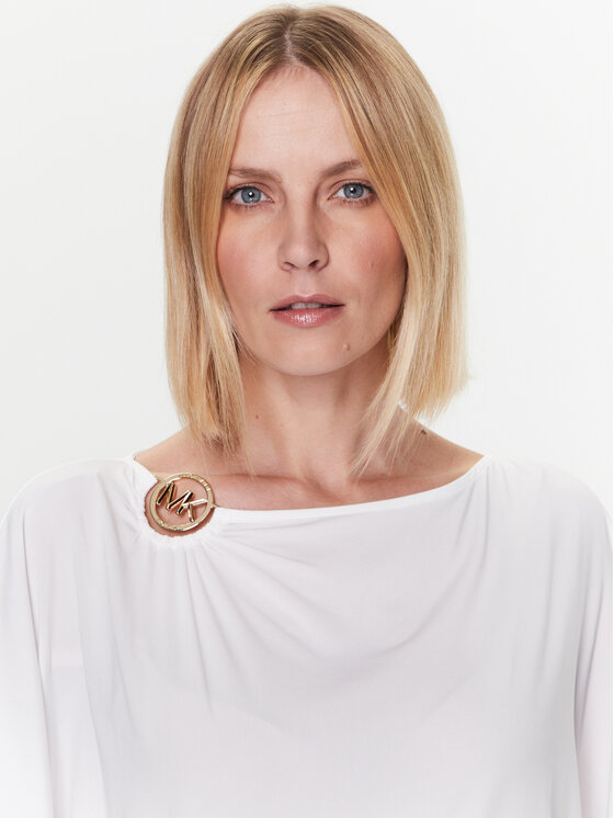 MICHAEL Michael Kors MICHAEL Michael Kors Φόρεμα παραλίας Iconic Solids Cover Up MM7M649 Λευκό Slim Fit