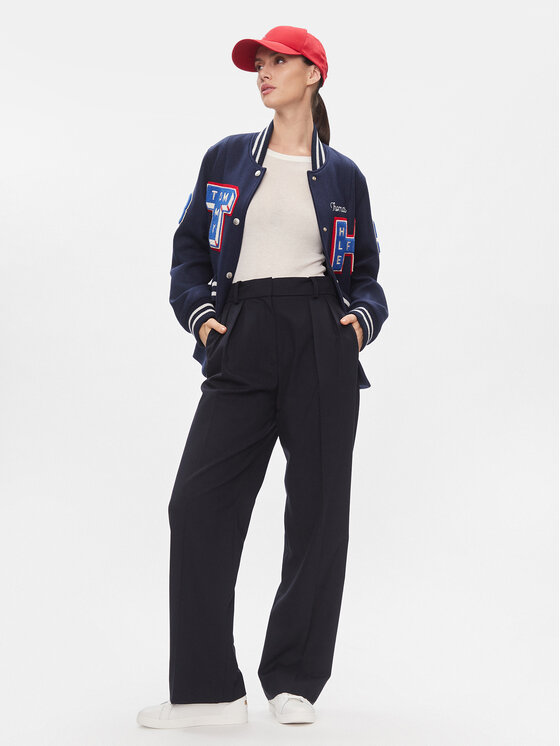 Tommy Hilfiger Tommy Hilfiger Яке бомбър Collegiate Wool Blend Varsity WW0WW40479 Тъмносин Regular Fit
