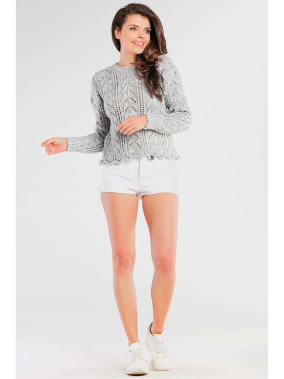 Awama Awama Sweter A446 Szary Basic Fit