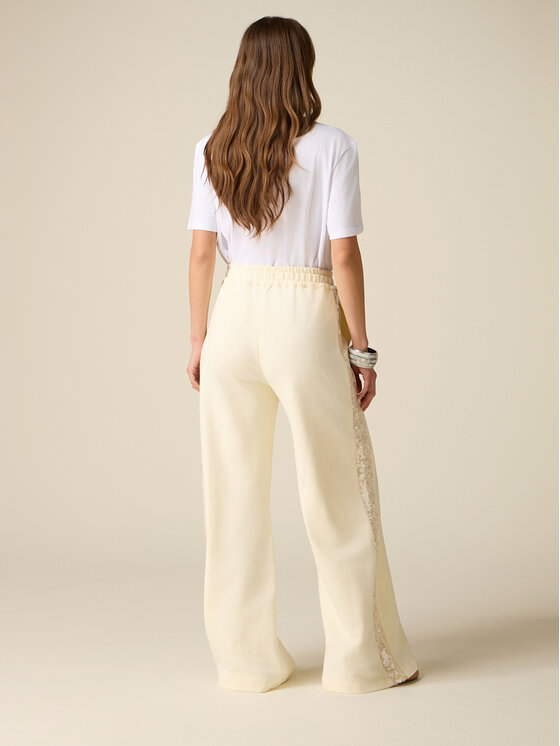 Oltre Oltre Pantaloni di tessuto P841J002432N013 Bianco Baggy Fit