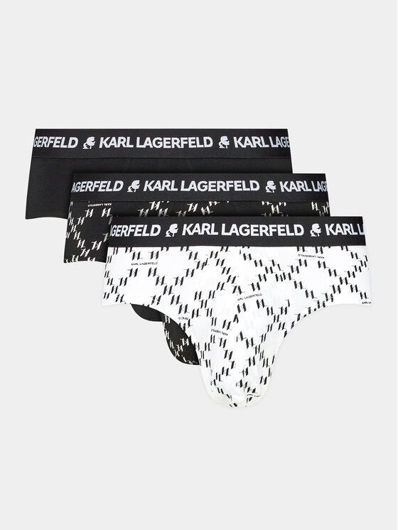 KARL LAGERFELD Set 3 sponjic Logo Monogram Brief Set(3Pack) 225M2102 Črna