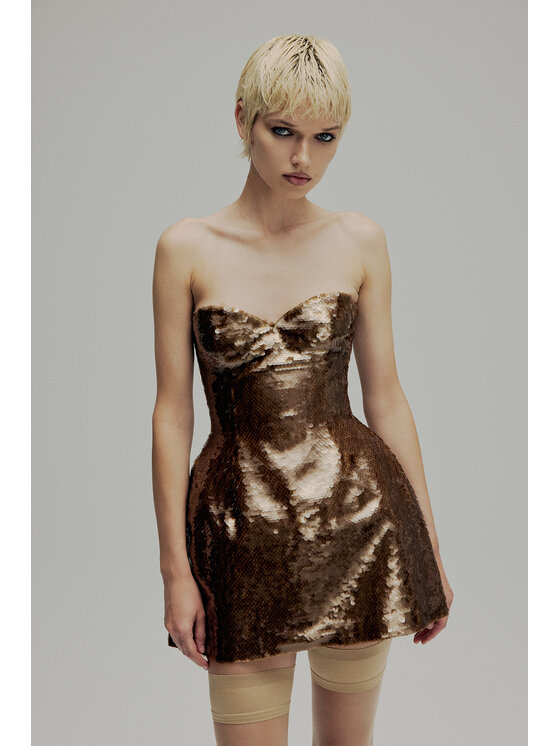 Epuzer Epuzer Sukienka wieczorowa Sequined corset Brązowy Standard Fit