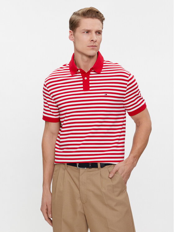 Tommy Hilfiger Tommy Hilfiger Тениска с яка и копчета 1985 MW0MW17770 Червен Regular Fit