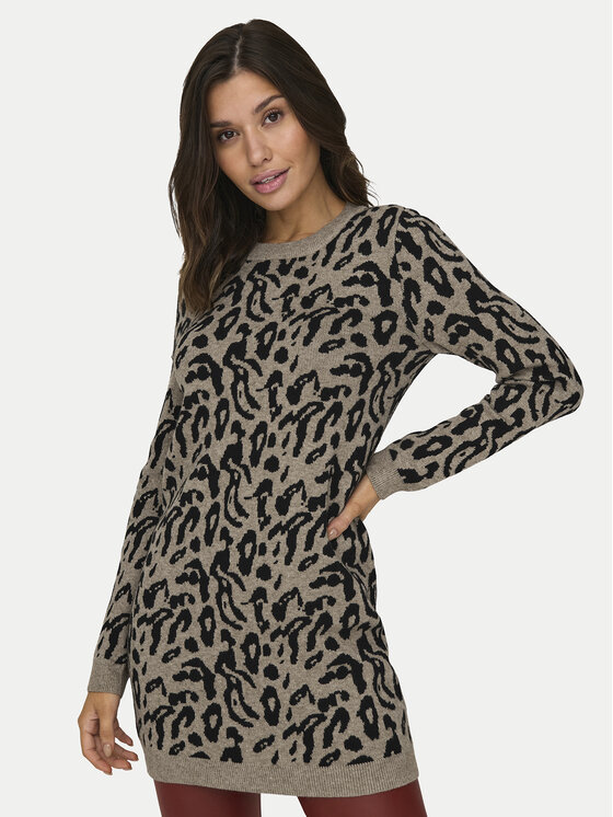 ONLY ONLY Sukienka dzianinowa Jenni 15321988 Beżowy Regular Fit